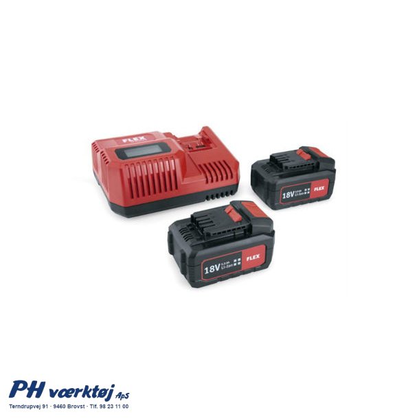 Flex Batterist incl. 1 Hurtiglader &amp; 2x18V 5.0Ah Batterier