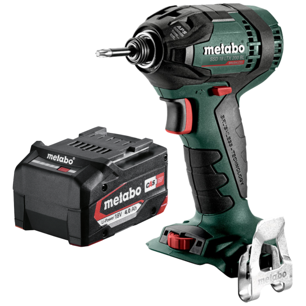 METABO akku slagskruemaskine SSD 18 LTX 200 BL solo + batteri 18V 4,0 Ah Li-Ion