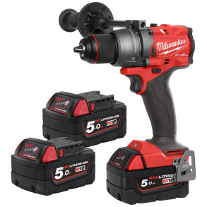 MILWAUKEE akkuboremaskine M18 FDD3-502X Fuel inkl. 2 x 5,0 Ah Li-Ion + ekstra batteri M18 B5