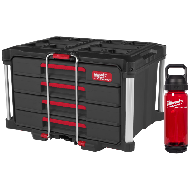 MILWAUKEE Packout skuffeboks m/4 skuffer + Packout drikkedunk 740 ml.
