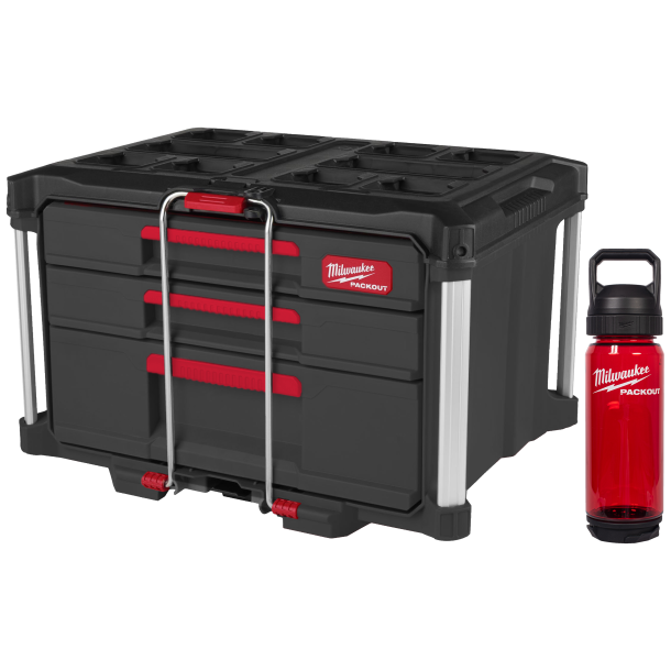 MILWAUKEE Packout skuffeboks m/2+1 skuffer + Packout drikkedunk 740 ml.