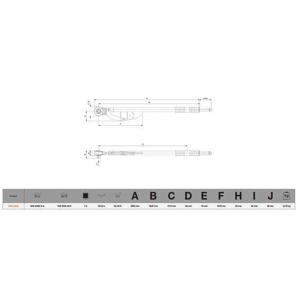 BAHCO momentngle m/knkfunktion 1" 900-2000 Nm