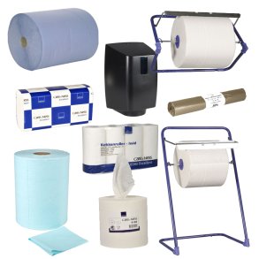 Aftørring (papir, ruller, dispenser, poser)