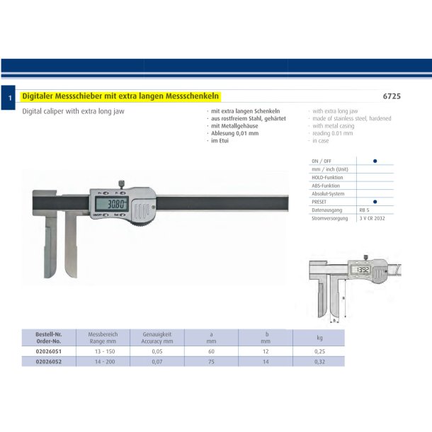 Skydelre MIB digital indvendig 150 mm