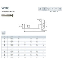 Vinkelfrser HSS-Co5 45&deg; :20mm