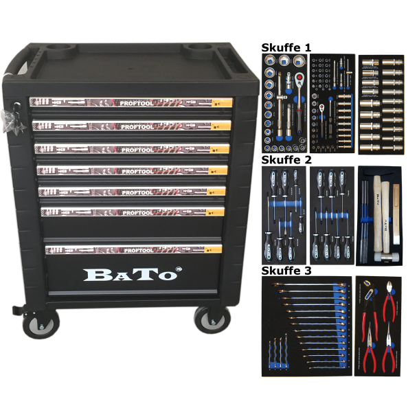 BATO Vrktjsvogn 132 dele 7 skuffer