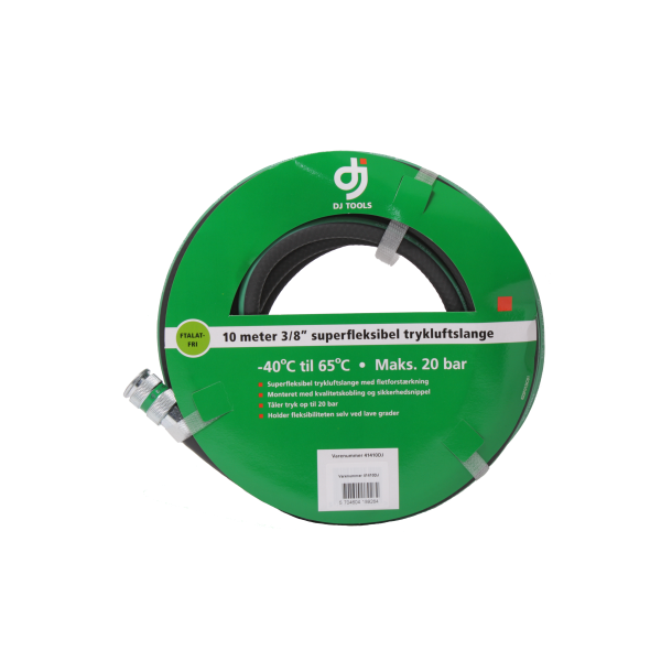 Trykluftslange m/kobling 3/8" 10 mtr