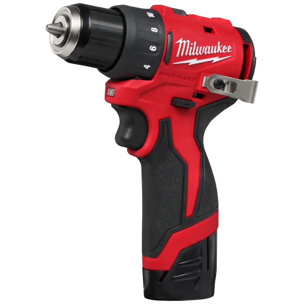 MILWAUKEE Akkuboremaskine M12 BLDDRC-202C inkl. 2 x 12V 2,0 Ah Li-Ion