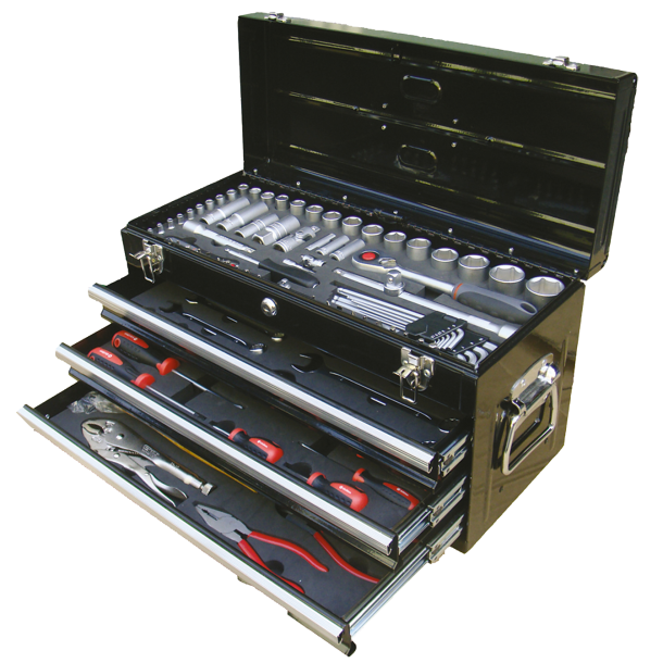 BATO Vrktjsst i metalkuffert 1/4"+1/2" (99 dele)