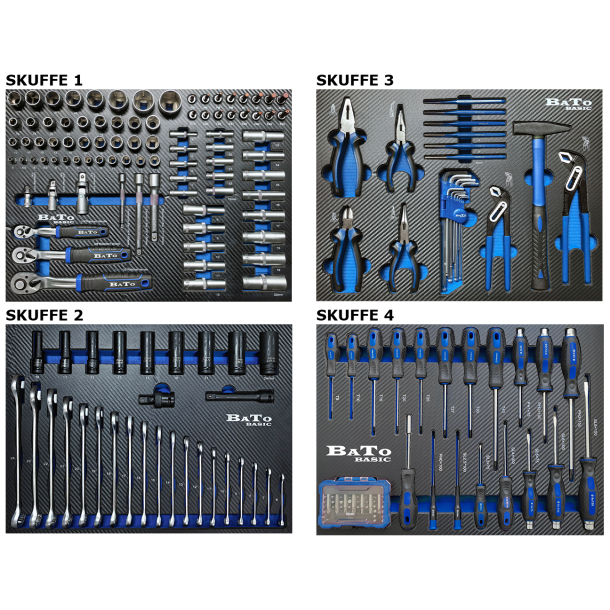 BATO V�rkt�jsvogn m/7 skuffer &amp; sideskab (217 dele)